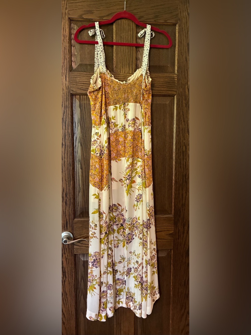 Free People Cream Maxi Dress with Mustard and Lilac Floral - Picture 3 of 8
